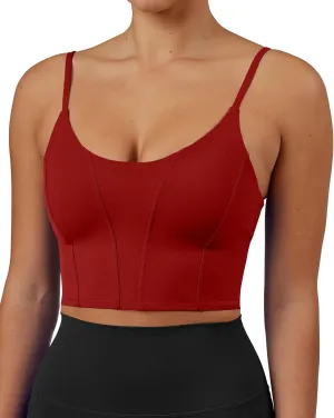 XUNYU Longline Sports Bras for Women Padded Yoga Tank Top Supportive Workout Crop Tops Built in Bras Adjustable Straps