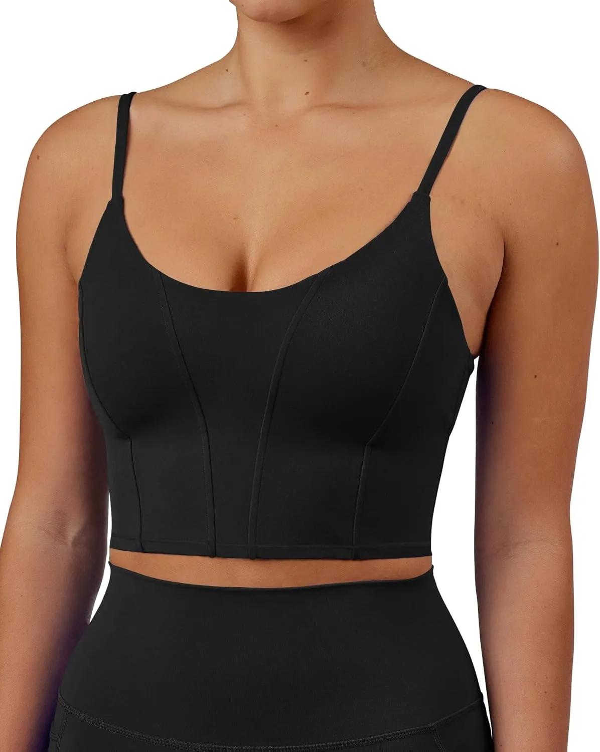 XUNYU Longline Sports Bras for Women Padded Yoga Tank Top Supportive Workout Crop Tops Built in Bras Adjustable Straps