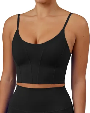 XUNYU Longline Sports Bras for Women Padded Yoga Tank Top Supportive Workout Crop Tops Built in Bras Adjustable Straps