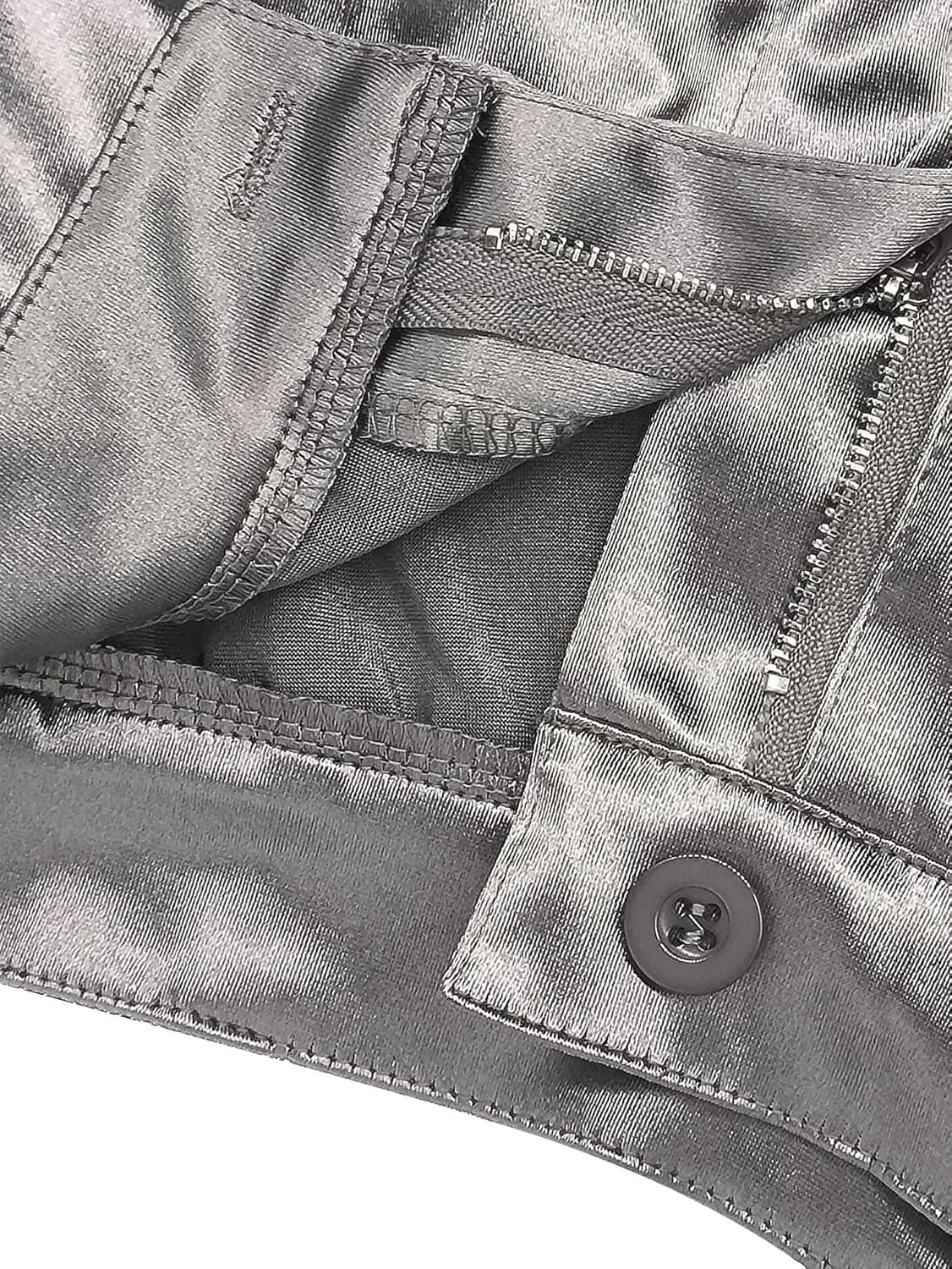 XZLUFNY Satin Cargo Pants for Women High Waist Multiple Pockets Wide Leg Trouser