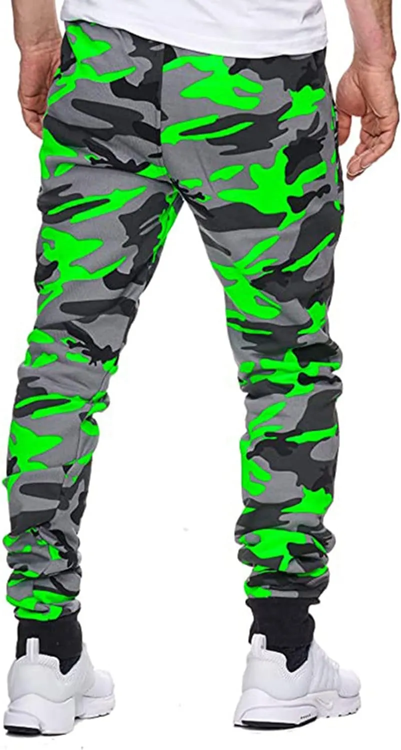 Ymosrh Khaki Pants Mens Relaxed Fit Camouflage Bandage Casual Loose Sweatpants Drawstring Pant Camping Pants Men