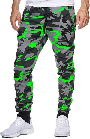 Ymosrh Khaki Pants Mens Relaxed Fit Camouflage Bandage Casual Loose Sweatpants Drawstring Pant Camping Pants Men