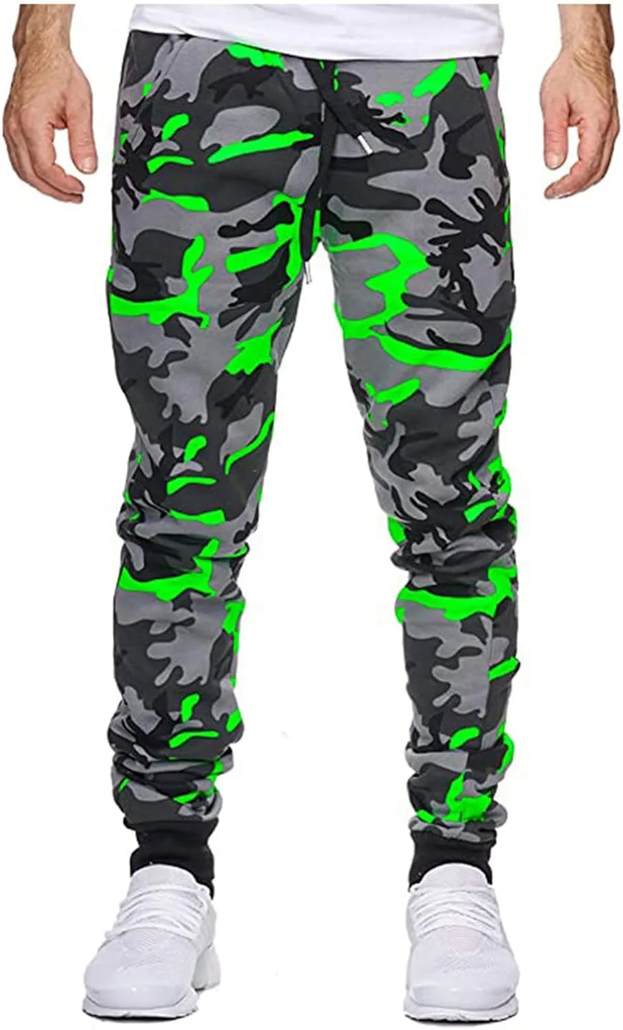 Ymosrh Khaki Pants Mens Relaxed Fit Camouflage Bandage Casual Loose Sweatpants Drawstring Pant Camping Pants Men