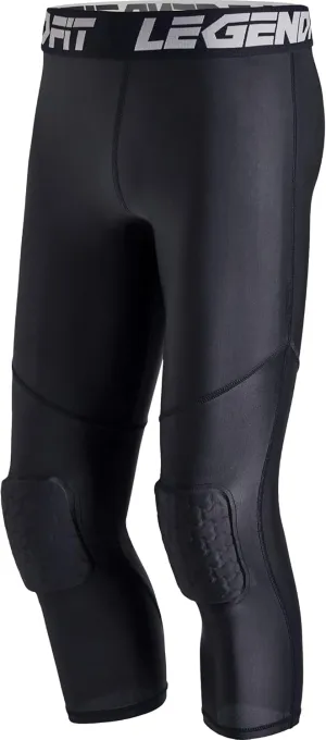Youth Kids Pants with Knee Pads Basketball Compression 3/4 Capri Padded Leggings Sport Tights Boys Girls
