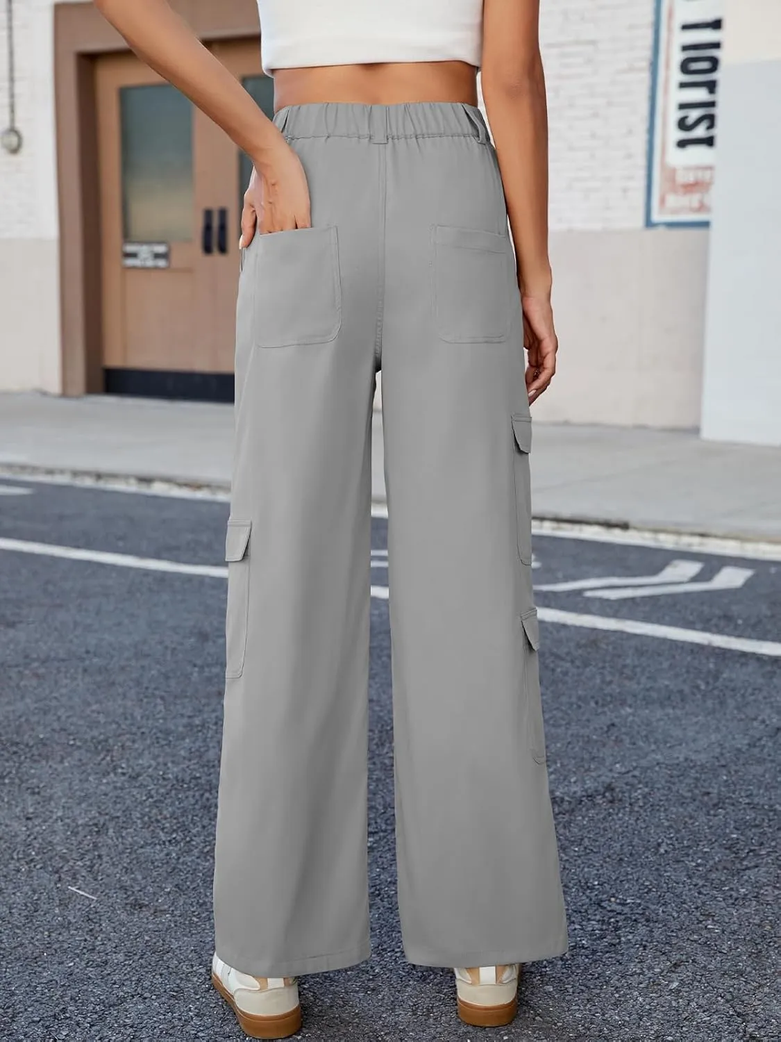 ZAFUL Womens Cargo Pants 2025 High Waisted Straight Wide Leg Casual Pants Comfy Y2K Streetwear Work Trousers