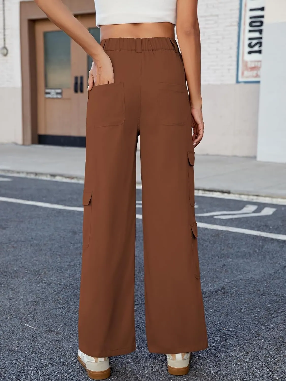 ZAFUL Womens Cargo Pants 2025 High Waisted Straight Wide Leg Casual Pants Comfy Y2K Streetwear Work Trousers