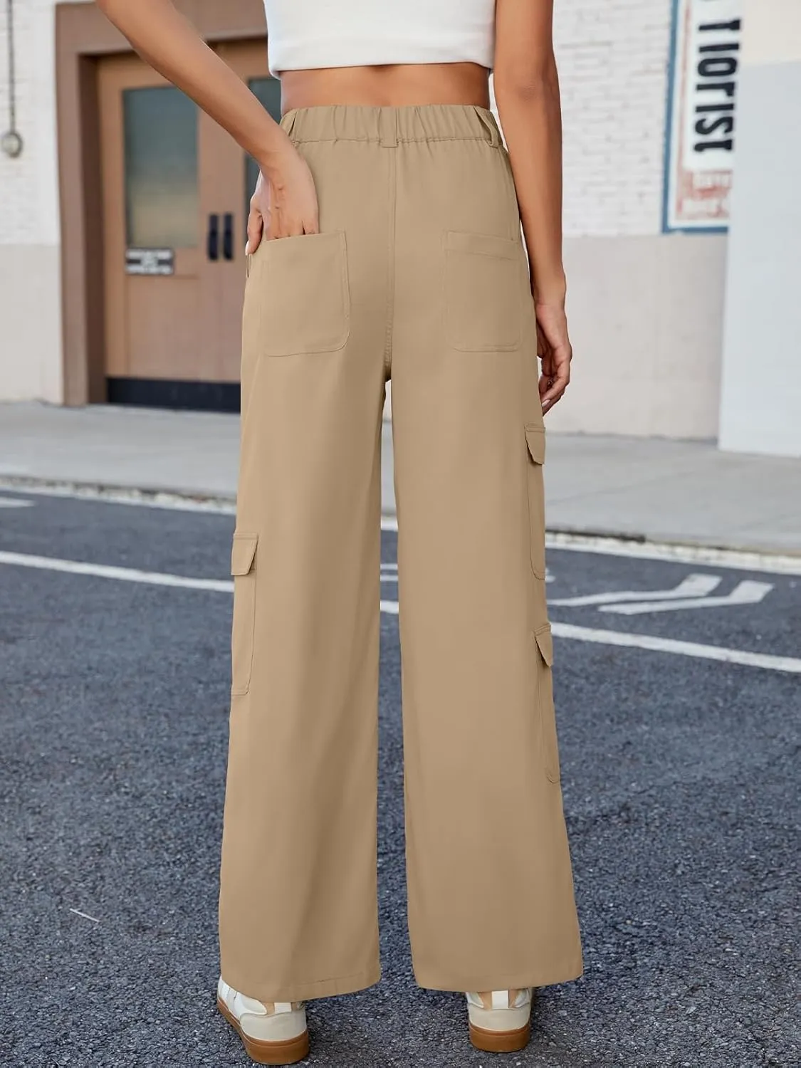 ZAFUL Womens Cargo Pants 2025 High Waisted Straight Wide Leg Casual Pants Comfy Y2K Streetwear Work Trousers
